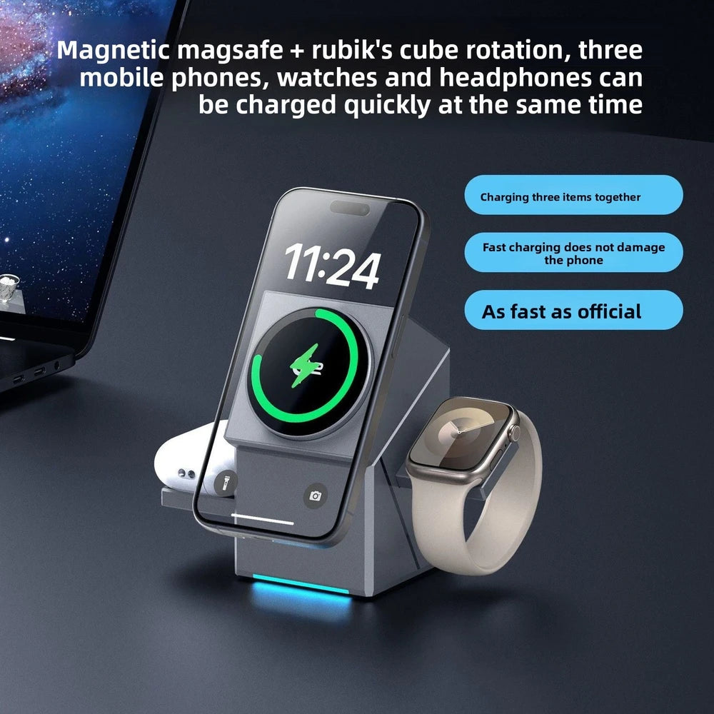 Rotating 3-in-1 Wireless Charger